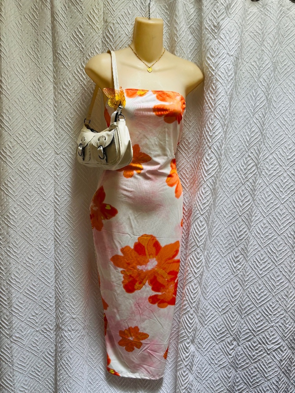 Beach vibes maxi strapless hawaiian floral dress
